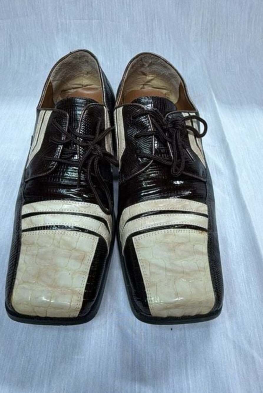 Roberto Chillini Men's Two-Tone Brown and Cream Square Toe Dress Shoes Size 11